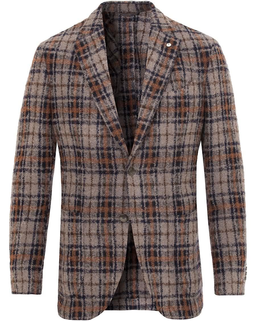 l.b.m. 1911 jack regular wool bouclé check blazer grey Classic qda53